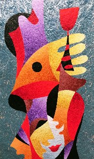 Merry Toast 55x26 Original Painting - Anatole Krasnyansky Merry Toast 55x26 Original Painting - Anatole Krasnyansky