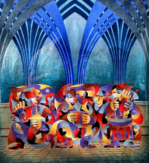Orchestra with Arches 2008 51x49 - Huge Original Painting by Anatole Krasnyansky
