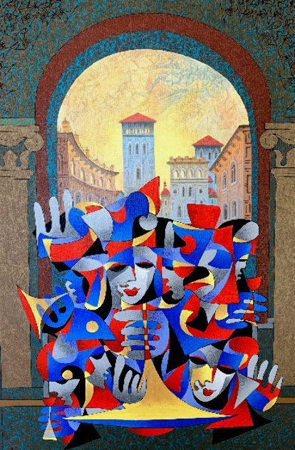 Teal and Bronze Overlooking the City 2005 - Huge Limited Edition Print by Anatole Krasnyansky