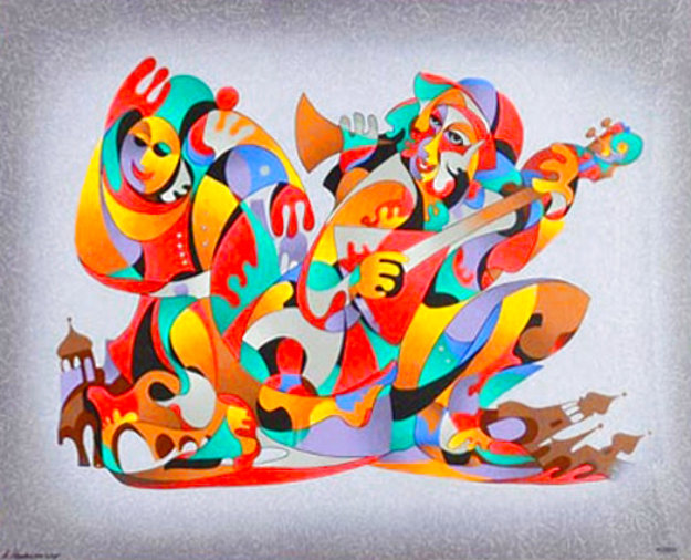 Anatole Krasnyansky, Song of Scaramouches, print by Anatole