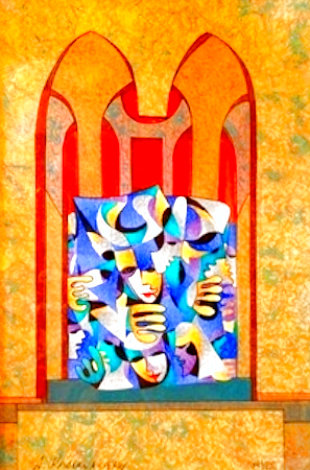 Gold and Teal With Red Arches 2004 Limited Edition Print - Anatole Krasnyansky