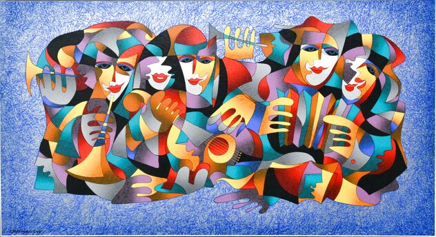 Orchestra II Blue - 2003, Serigraph, 21x38 by Anatole Krasnyansky