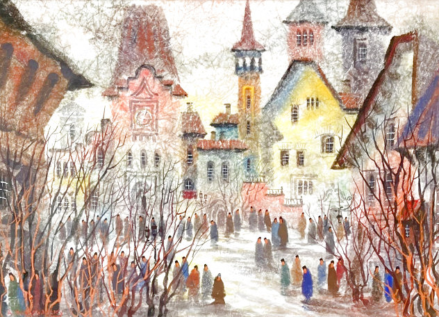 Untitled Cityscape Watercolor Watercolor by Anatole Krasnyansky