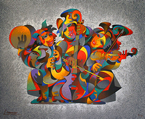 Street Quartet Painting 2000 60x62 - Huge Original Painting - Anatole Krasnyansky