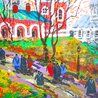 Red Cathedral - Framed Embellished Serigraph on Canvas - Huge Limited Edition Print by Anatole Krasnyansky - 2 Red Cathedral - Framed Embellished Serigraph on Canvas - Huge Limited Edition Print by Anatole Krasnyansky - 2