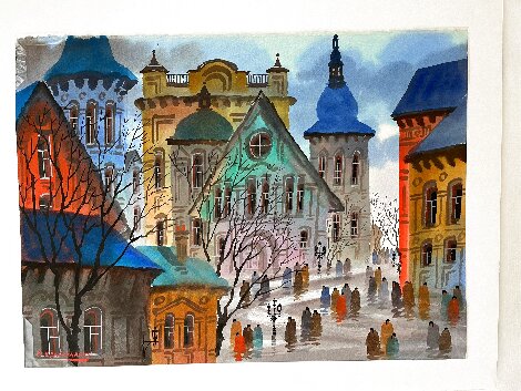 Old Stockholm - Sweden  -17x24 Watercolor - Anatole Krasnyansky