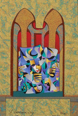 Gold and Teal with Red Arches AP 2013 Limited Edition Print - Anatole Krasnyansky