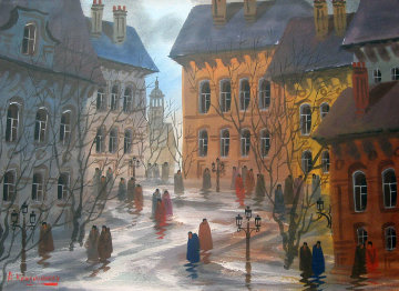 Street of Aubers Watercolor 17x23 - Praque Watercolor - Anatole Krasnyansky