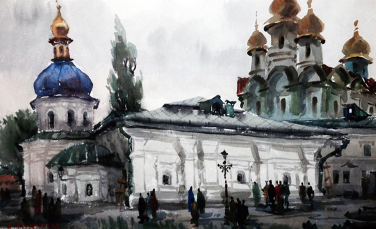 Kiev Church Ukraine Kiev Watercolor 1978 by Anatole Krasnyansky