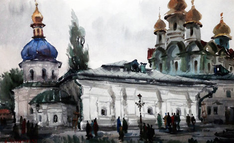Kiev Church - Ukraine Kiev Watercolor 1978 Watercolor - Anatole Krasnyansky