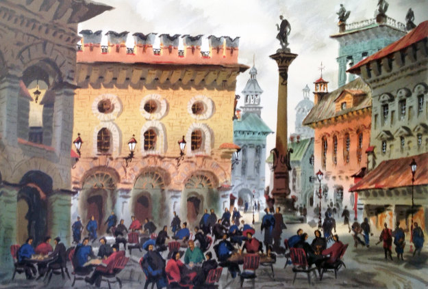 Paris Cafe Limited Edition Print by Anatole Krasnyansky Paris Cafe Limited Edition Print by Anatole Krasnyansky