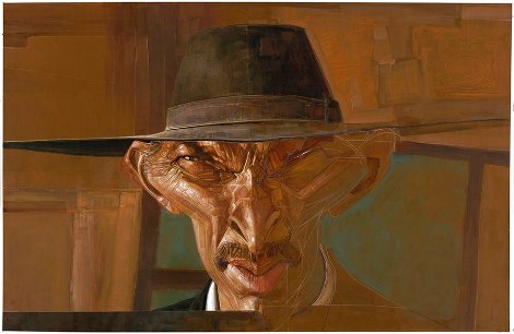 Good, the Bad, and the Ugly: Lee Van Cleef 30x40 - Huge Original Painting - Sebastian Kruger