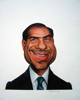 Silvio Berlusconi 1992 17x13 Original Painting - Sebastian Kruger Silvio Berlusconi 1992 17x13 Original Painting - Sebastian Kruger