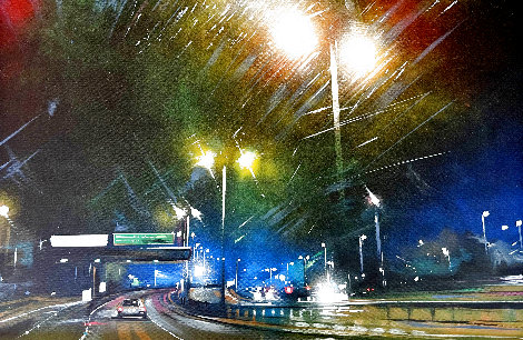 Untitled Cityscape 2015 22x32 - Freeway, California Original Painting - Dan Kitchener aka DANK