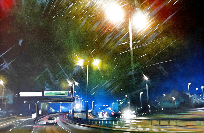 Untitled Cityscape 2015 22x32 - Freeway,  Los Angeles, California by Dan Kitchener aka DANK