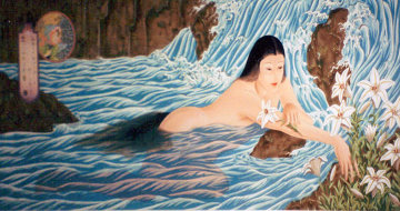 Lilies In Stream 23x43 Super Huge Limited Edition Print - Muramasa Kudo Lilies In Stream 23x43 Super Huge Limited Edition Print - Muramasa Kudo