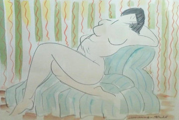Nude Lady Reclining Watercolor 1987 26x33 Watercolor - Muramasa Kudo