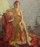 Nude in a Sunny Room 1950 39x33 Original Painting by Olga Kulagina - 0