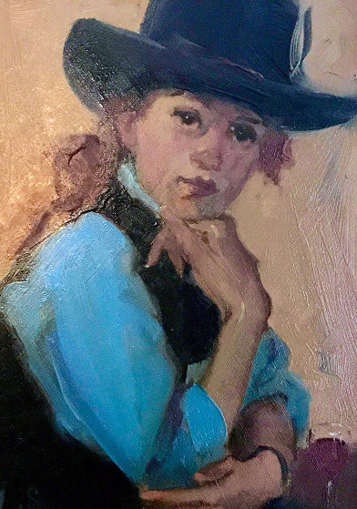 Cowgirl Enjoys Wine 2002 21x24 Original Painting by Linda Kyser Smith Cowgirl Enjoys Wine 2002 21x24 Original Painting by Linda Kyser Smith