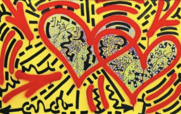 Two Hearts 2017 36x24 Original Painting - LAII / Little Angel Two Hearts 2017 36x24 Original Painting - LAII / Little Angel