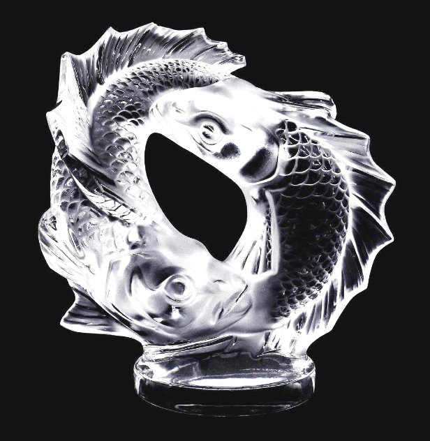 Double Fish Crystal Sculpture 1953 11 in Sculpture by Rene Lalique