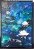 Koi Pond 1984 74x50 Huge Mural Size Original Painting by Terry Lamb - 0