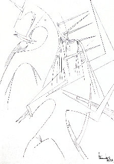 Untitled Surrealist Drawing 1954 35x26 Drawing - Wifredo Lam Untitled Surrealist Drawing 1954 35x26 Drawing - Wifredo Lam
