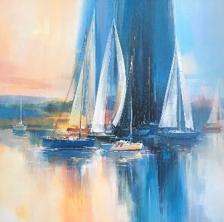 Afternoon Sail 42x42 Original Painting - Wilfred Lang Afternoon Sail 42x42 Original Painting - Wilfred Lang