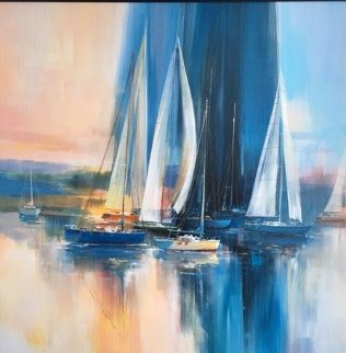 Afternoon Sail 42x42 Huge Original Painting - Wilfred Lang