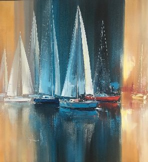 Out For a Sail 42x42 Huge Original Painting - Wilfred Lang
