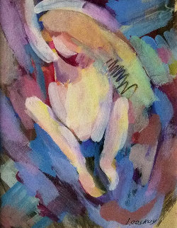 Sitting Nude 18x16 Original Painting - Andre Lanskoy