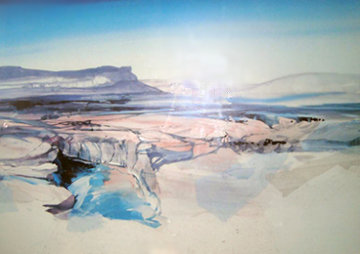 Untitled Mountain Landscape 1985 36x49 Huge Original Painting - Hal Larsen