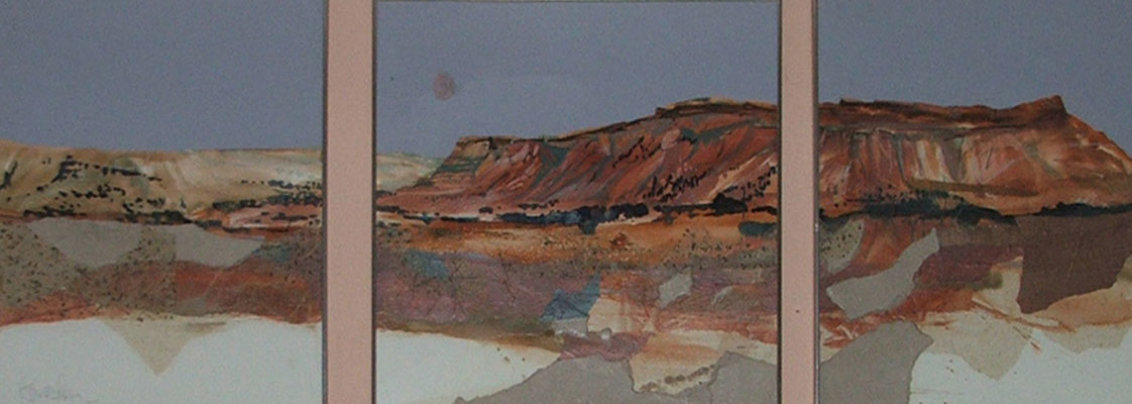 Mauve Mesa 1984 28x69 Watercolor by Hal Larsen