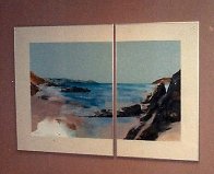 Beach Diptych 1985 29x27 Original Painting by Hal Larsen - 1 Beach Diptych 1985 29x27 Original Painting by Hal Larsen - 1