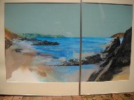 Beach Diptych 1985 29x27 Original Painting by Hal Larsen - 3 Beach Diptych 1985 29x27 Original Painting by Hal Larsen - 3