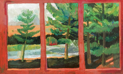 Red Window 35x57 - Huge Original Painting - Joe Lasker