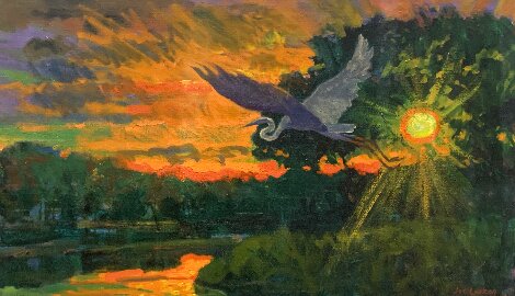 Egret 24x40 - Huge Original Painting - Joe Lasker