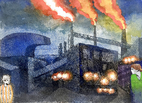 Gross Domestic Product Watercolor 17x22 Watercolor - Joe Lasker