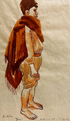 Juan -San Miguel Allende Watercolor 1948 11x7 - Mexico Watercolor - Joe Lasker