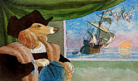 Tales of a Sea Dog Family: Viking Watercolor 9x11 Watercolor - Joe Lasker