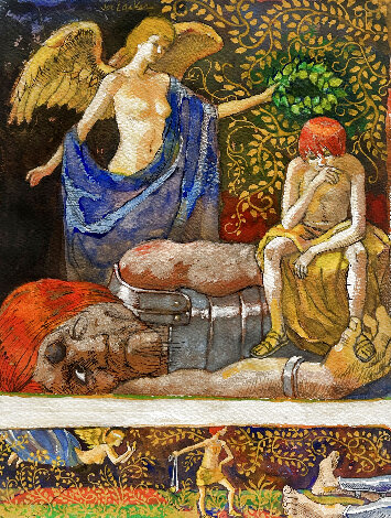 Ansel and Predillo Watercolor 19x15 Watercolor - Joe Lasker