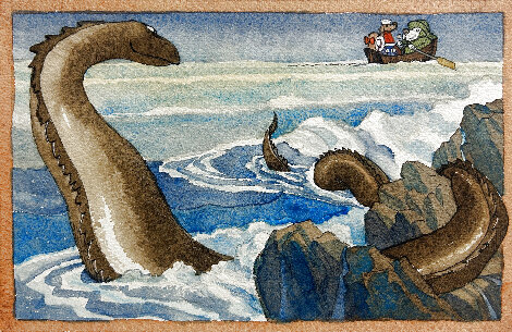 Sea Serpent Watercolor 6x9 Watercolor - Joe Lasker