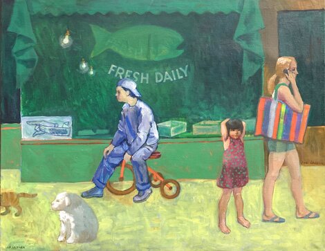 Fresh Daily 32x40 - Huge - New York,  NYC Original Painting - Joe Lasker