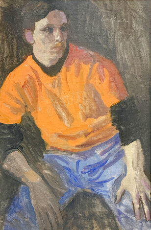 Orange Shirt 18x12 Original Painting - Joe Lasker