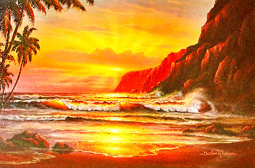 Seascape 1980 33x45 Original Painting - Christian Riese Lassen Seascape 1980 33x45 Original Painting - Christian Riese Lassen