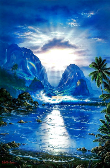 絵画 Christian riese lassen Heaven 1992 Serigraph 31x21 by Christian Riese Lassen - For