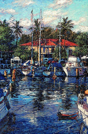 Lahaina Reflections w Remarque  - Maui, Hawaii Limited Edition Print - Christian Riese Lassen