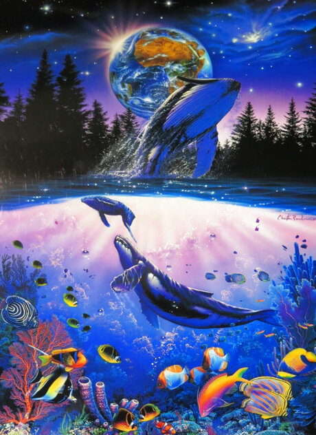 Whalestar I - Huge Framed Artagraph 52x39 - Hawaii by Christian