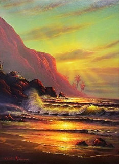 Hawaiian Sunset 2000 40x30 Super Huge Original Painting - Christian Riese Lassen Hawaiian Sunset 2000 40x30 Super Huge Original Painting - Christian Riese Lassen