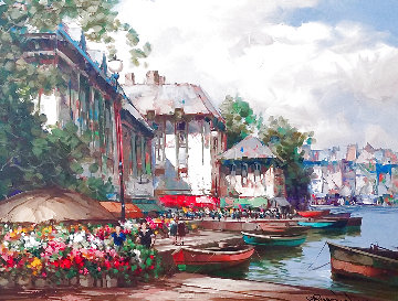 Festival on the Canal 1997 38x48 Original Painting - Pierre Latour Festival on the Canal 1997 38x48 Original Painting - Pierre Latour